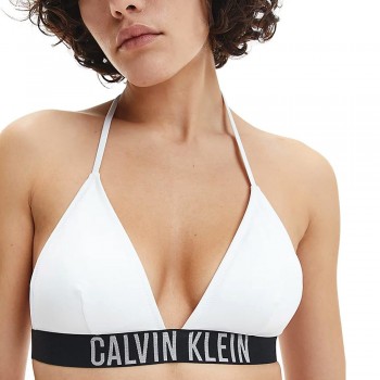 Calvin Klein γυναικείο μαγιό top b cup με λάστιχο λευκό και σταθερό κούμπωμα,κανονική γραμμή,100%polyester KW0KW01824 YCD